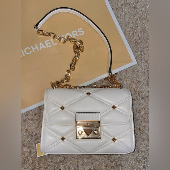 MICHAEL Michael Kors Handbags - Gently used: Light Cream Small Flap Crossbody Bag by Michael Kors Serena - Vegan
